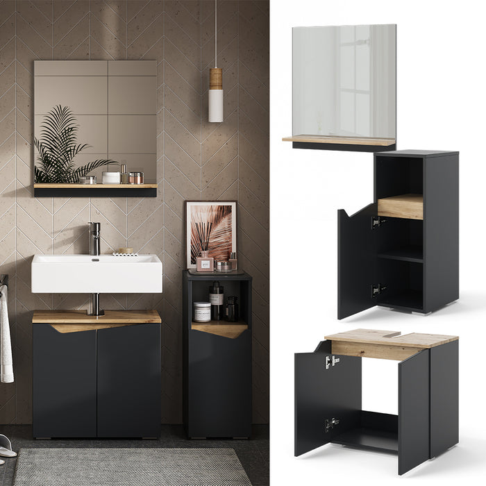 Vicco Combinazione di mobili da bagno Antracite 3 pezzi, con cabinet midi