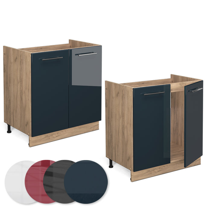 Vicco Mobili da cucina Blu scuro lucido 80 cm senza piano di lavoro