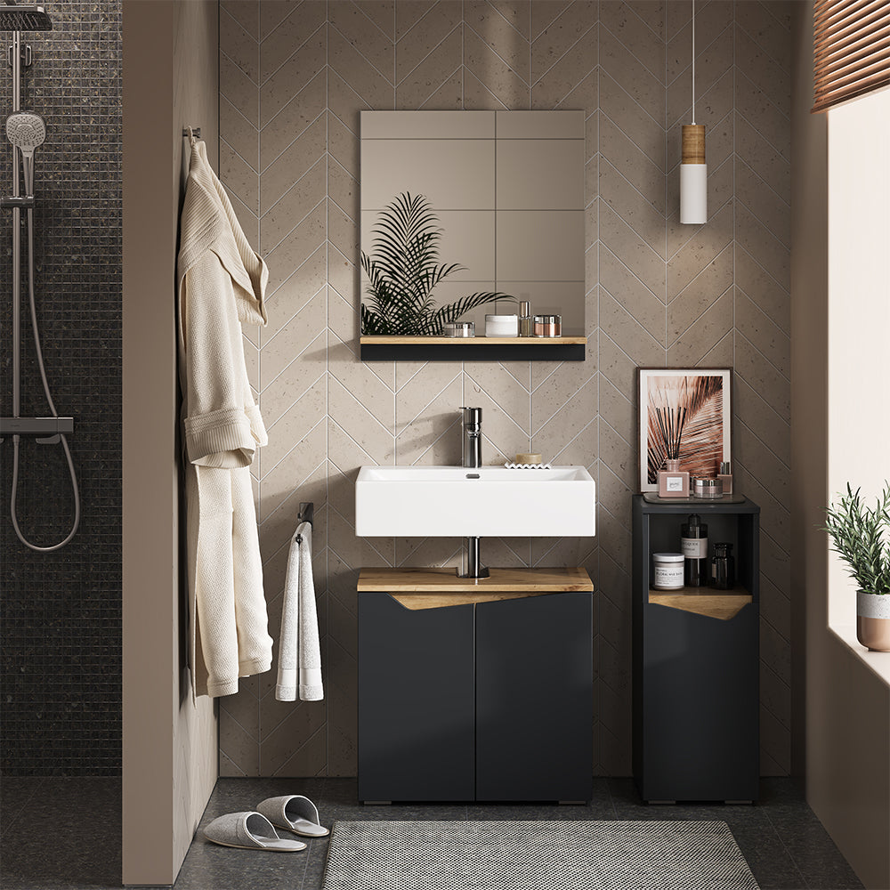 Vicco Combinazione di mobili da bagno Antracite 3 pezzi, con cabinet midi