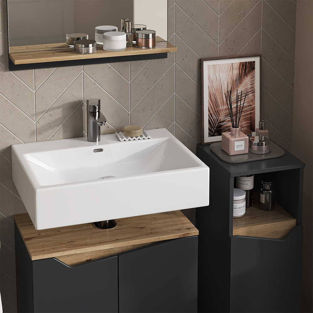 Vicco Combinazione di mobili da bagno Antracite 3 pezzi, con cabinet midi