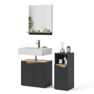 Vicco Combinazione di mobili da bagno Antracite 3 pezzi, con cabinet midi