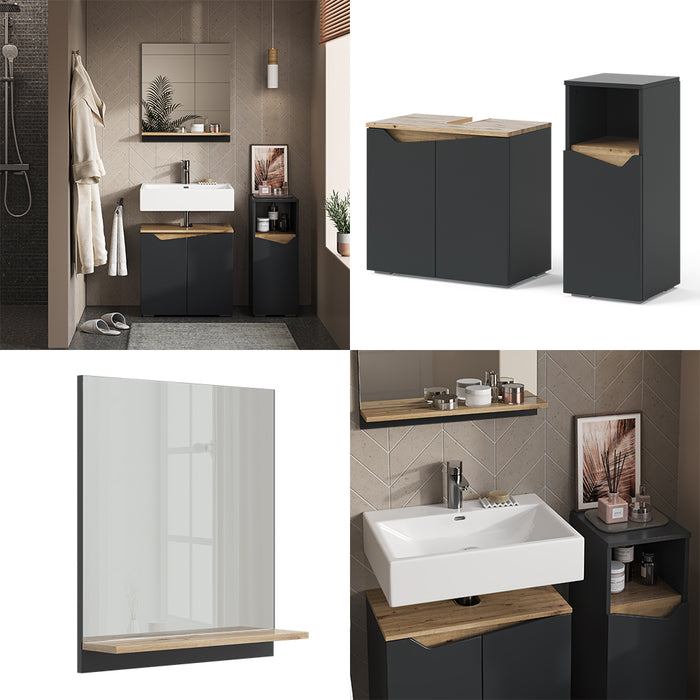 Vicco Combinazione di mobili da bagno Antracite 3 pezzi, con cabinet midi