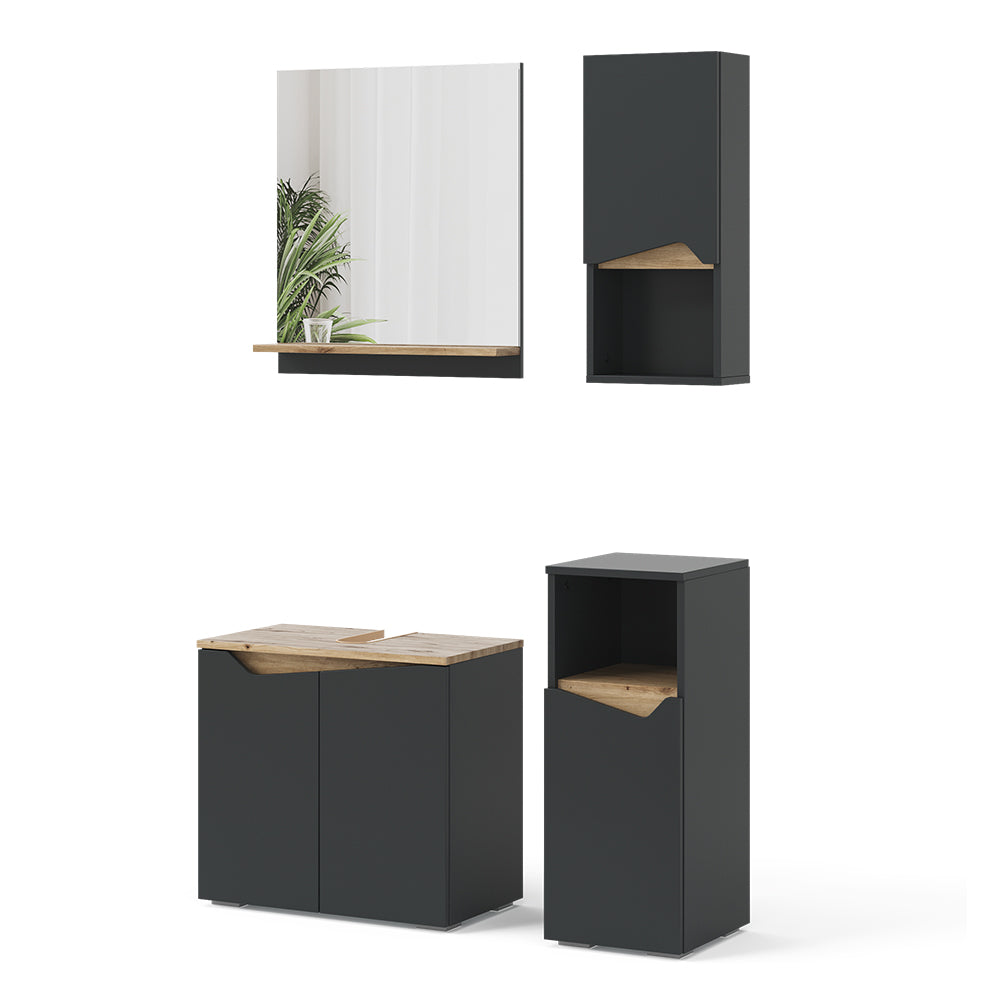 Vicco Combinazione di mobili da bagno Antracite 4 parti