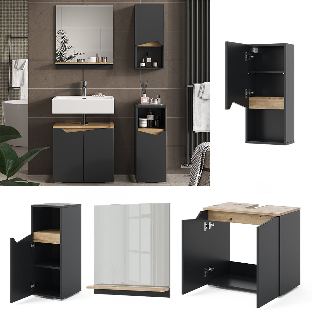 Vicco Combinazione di mobili da bagno Antracite 4 parti