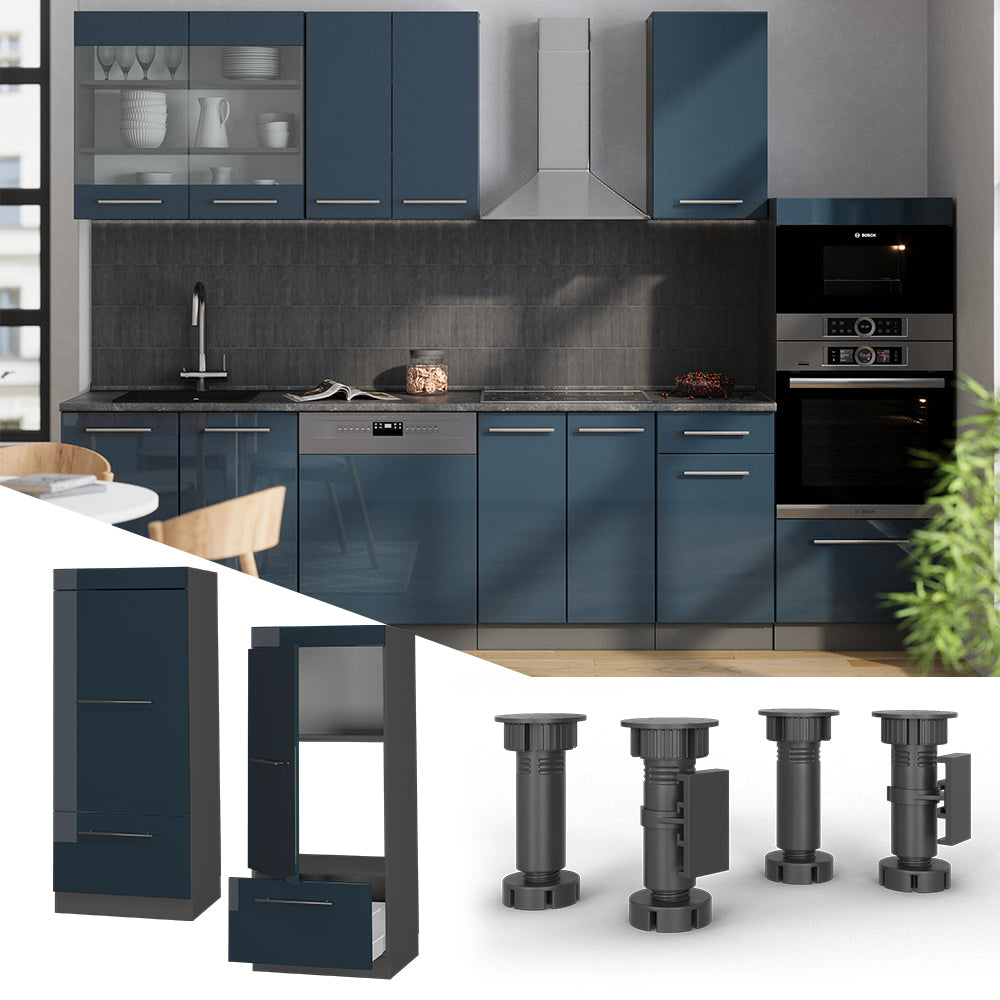 Vicco Set mobili bagno Blu scuro lucido 60 cm