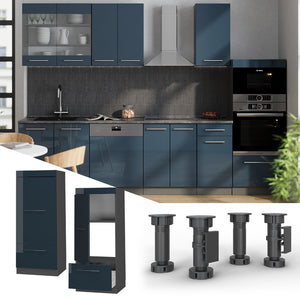 Vicco Set mobili bagno Blu scuro lucido 60 cm