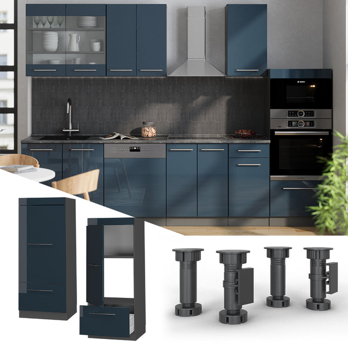 Vicco Set mobili bagno Blu scuro lucido 60 cm