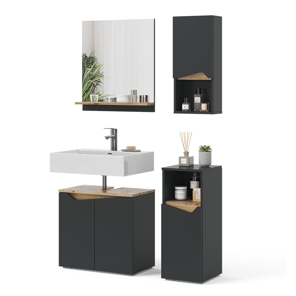 Vicco Combinazione di mobili da bagno Antracite 4 parti