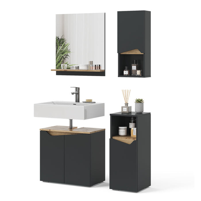 Vicco Combinazione di mobili da bagno Antracite 4 parti