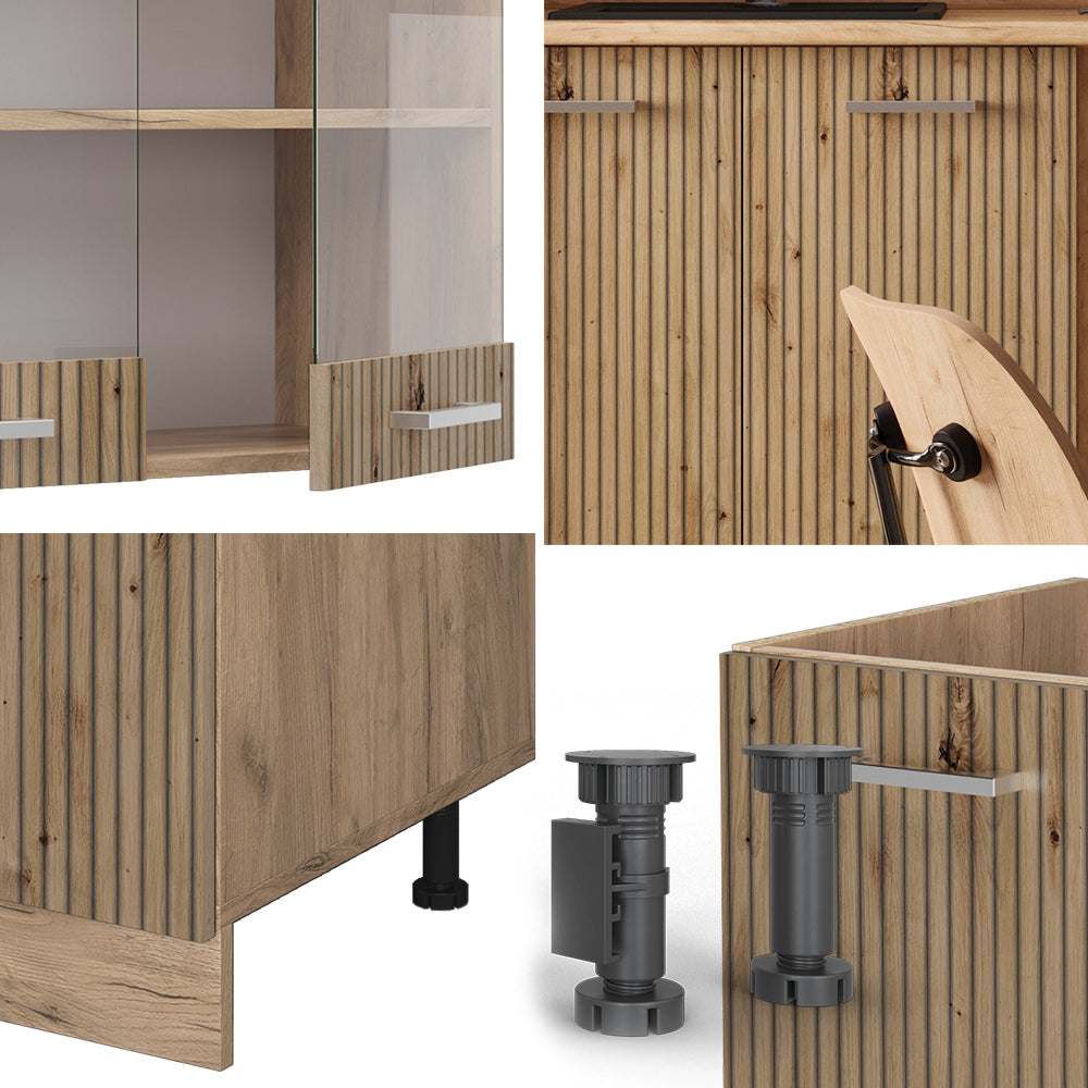 Vicco Cucina monoblocco Rovere artigianale/rovere Goldkraft 140 cm , PL Marmo