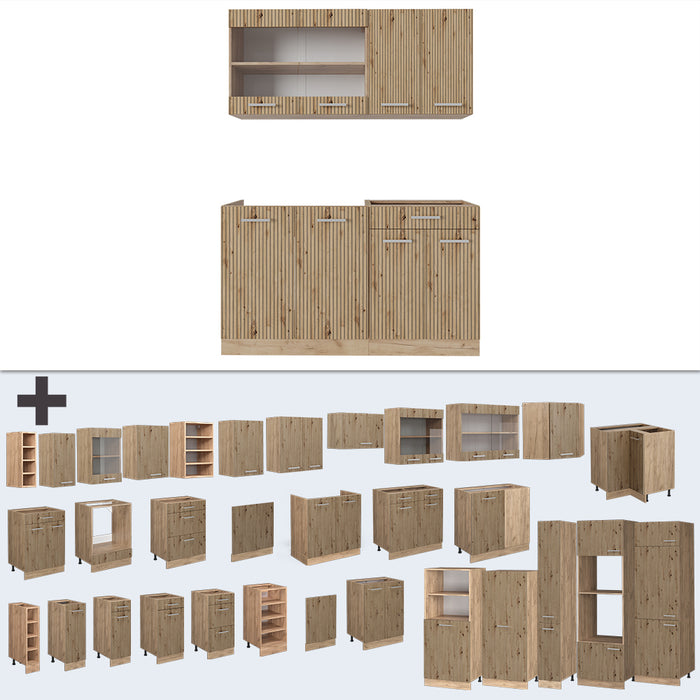 Vicco Cucina monoblocco Rovere artigianale/rovere Goldkraft 140 cm , PL Marmo