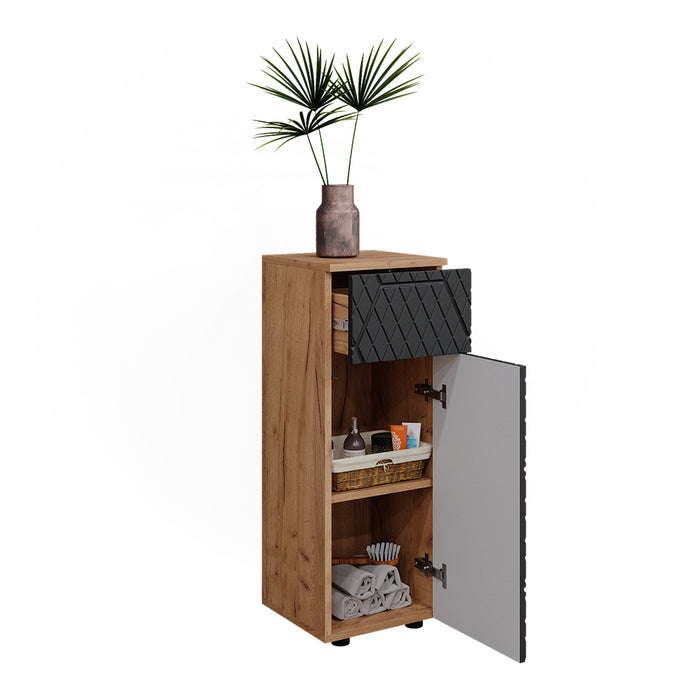 Vicco Mobiletto bagno Antracite con struttura a nido d'ape 30 x 81 cm con 1 cassetto, 2 scomparti, bagno