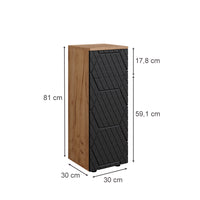 Vicco Mobiletto bagno Antracite con struttura a nido d'ape 30 x 81 cm con 1 cassetto, 2 scomparti, bagno