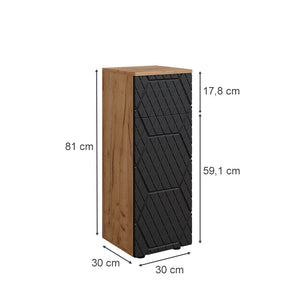 Vicco Mobiletto bagno Antracite con struttura a nido d'ape 30 x 81 cm con 1 cassetto, 2 scomparti, bagno