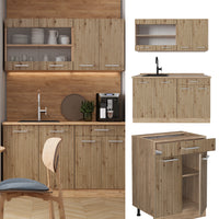 Vicco Cucina monoblocco Rovere artigianale/rovere Goldkraft 140 cm senza piano di lavoro