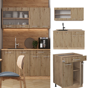 Vicco Cucina monoblocco Rovere artigianale/rovere Goldkraft 140 cm , PL Antracite