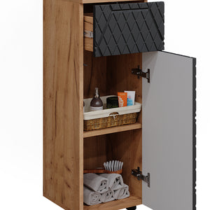 Vicco Mobiletto bagno Antracite con struttura a nido d'ape 30 x 81 cm con 1 cassetto, 2 scomparti, bagno