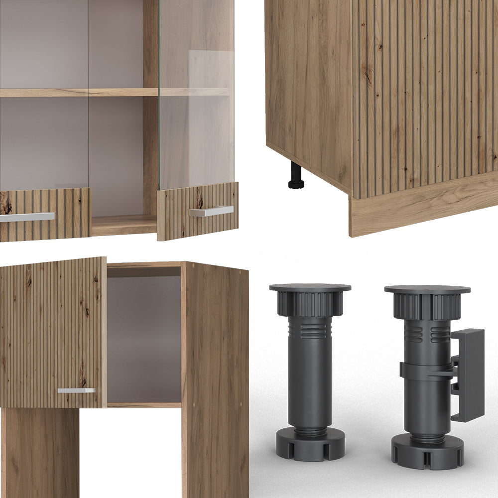 Vicco Cucina componibile Rovere artigianale/rovere Goldkraft 300 cm con armadio alto, PL Rovere