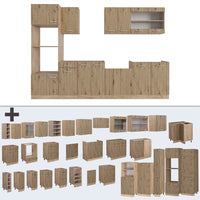 Vicco Cucina componibile Rovere artigianale/rovere Goldkraft 300 cm con armadio alto, PL Rovere