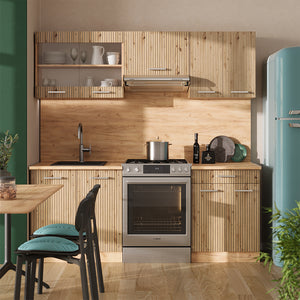 Vicco Cucina componibile Rovere artigianale/rovere Goldkraft 200 cm , AP Marble