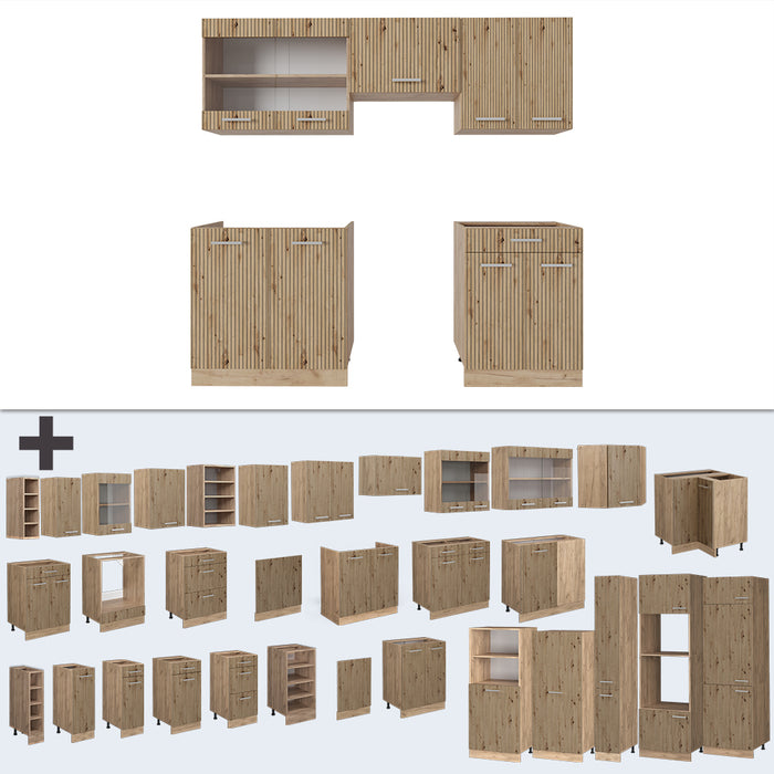 Vicco Cucina componibile Rovere artigianale/rovere Goldkraft 200 cm , PL Rovere