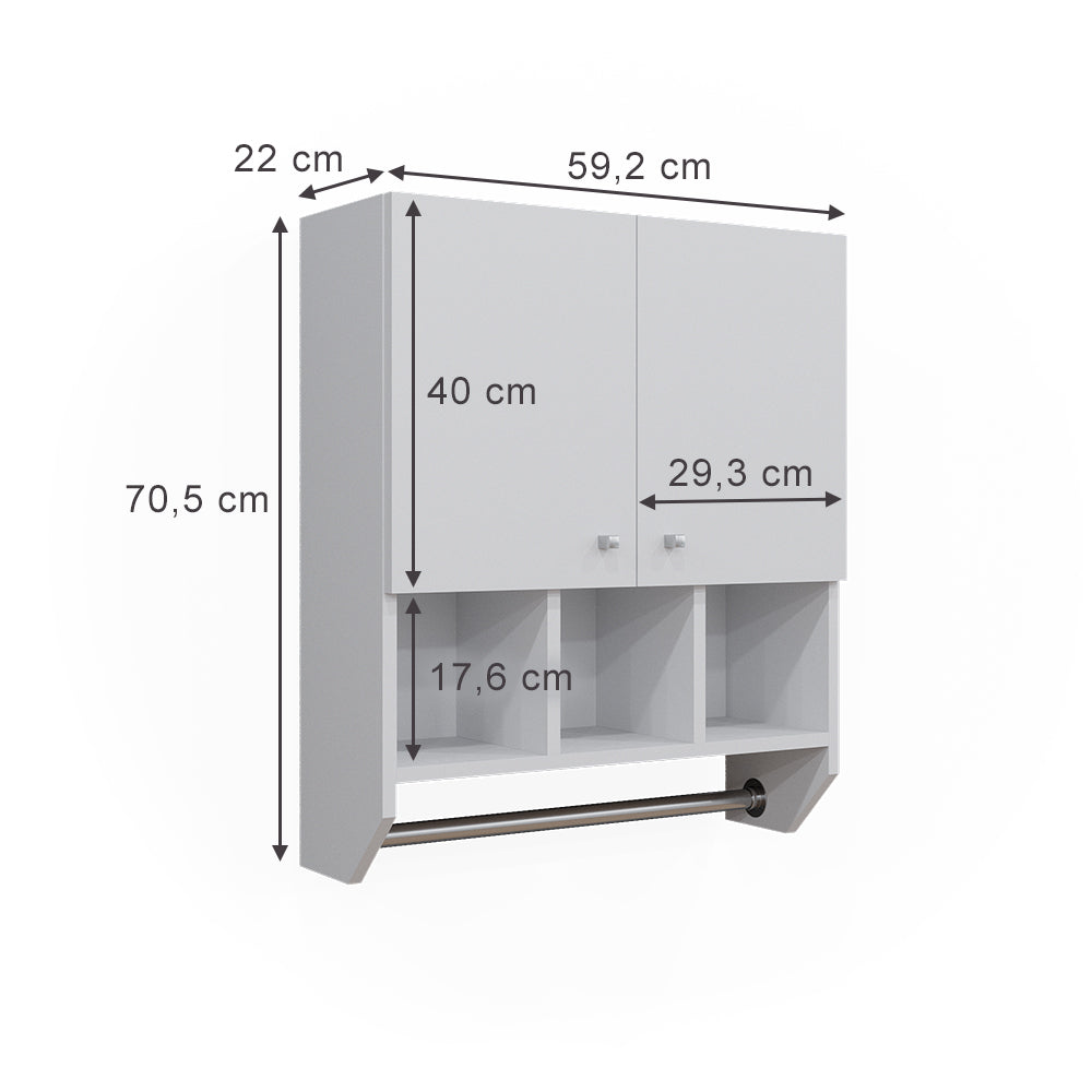 Vicco Mobile bagno Bianco 59.2 x 70.5 cm Pensile a 2 ante