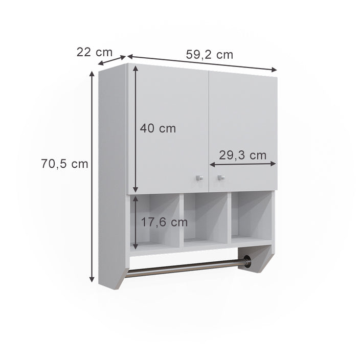 Vicco Mobile bagno Bianco 59.2 x 70.5 cm Pensile a 2 ante