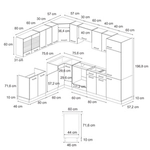 Vicco Cucina angolare completa Rovere artigianale/antracite 227 x 287 cm , PL Antracite