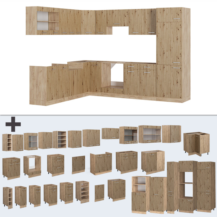 Vicco Cucina angolare completa Rovere artigianale/rovere Goldkraft 227 x 287 cm , PL Antracite