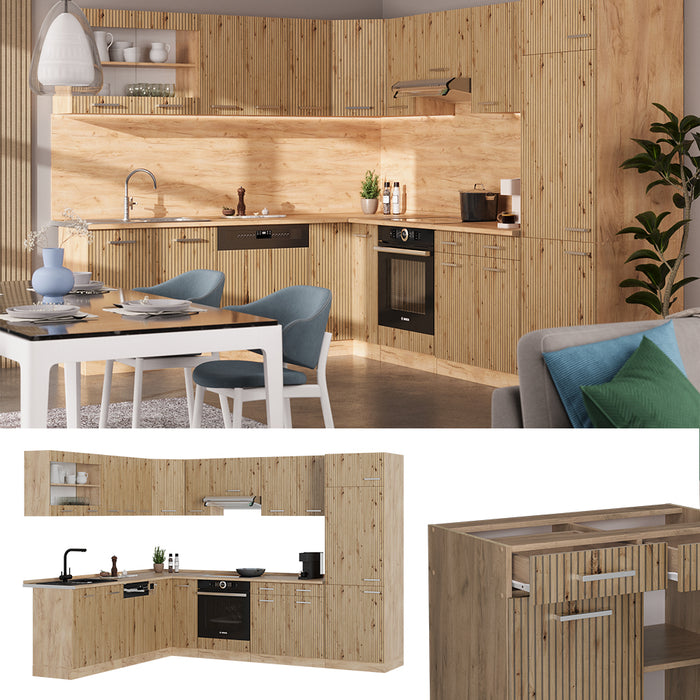 Vicco Cucina angolare completa Rovere artigianale/rovere Goldkraft 227 x 287 cm , PL Marmo