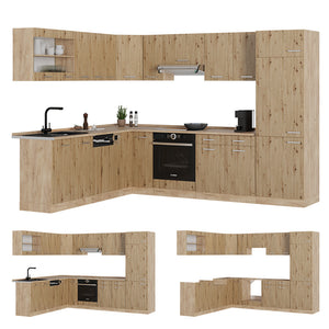 Vicco Cucina angolare completa Rovere artigianale/rovere Goldkraft 227 x 287 cm , PL Antracite