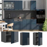 Vicco Pensile da cucina Blu scuro lucido 45 cm