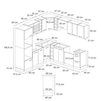 Vicco Cucina angolare completa Rovere artigianale/bianco 237 x 247 cm , PL Marmo
