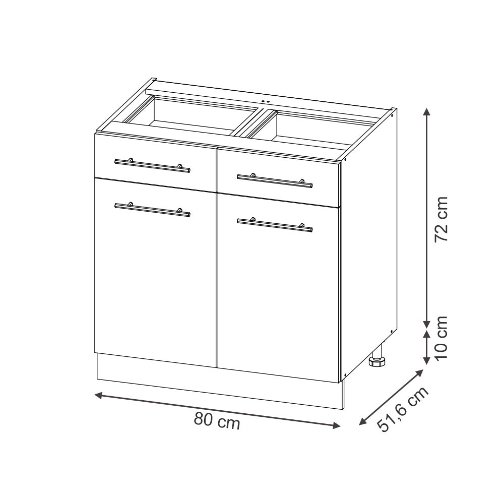 Vicco Mobiletti da cucina  Blu scuro lucido 80 cm , PL Antracite
