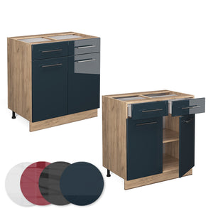 Vicco Armadi da cucina  Blu scuro lucido 80 cm senza piano di lavoro