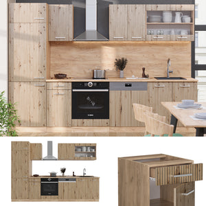 Vicco Cucina componibile Rovere artigianale/rovere Goldkraft 300 cm , PL Marmo