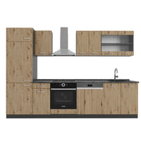 Vicco Cucina componibile Rovere artigianale/antracite 300 cm , PL Antracite