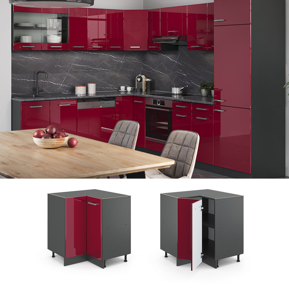 Vicco Mobile ad angolo cucina Rosso lucido 75.6 cm , PL Rovere