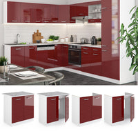 Vicco Mobile lavello cucina Rosso lucido 80 cm , PL Rovere