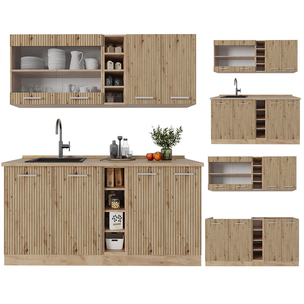 Vicco Cucina completa Rovere artigianale/rovere Goldkraft 160 cm Senza piano di lavoro