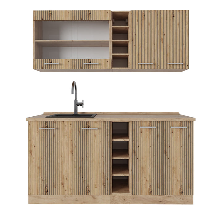 Vicco Cucina completa Rovere artigianale/rovere Goldkraft 160 cm Senza piano di lavoro