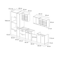 Vicco Cucina componibile Rovere artigianale/bianco 350 cm con armadio alto, senza piano di lavoro