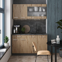 Vicco Mobile cucina sottotetto Rovere artigianale/antracite 120 cm Set di 2