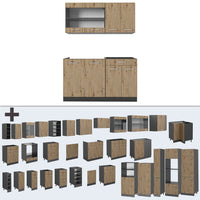 Vicco Cucina monoblocco Rovere artigianale/antracite 140 cm , PL Antracite