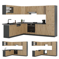 Vicco Cucina angolare completa Rovere artigianale/antracite 227 x 287 cm , PL Antracite
