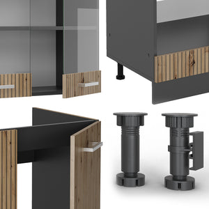 Vicco Cucina angolare completa Rovere artigianale/antracite 227 x 287 cm , PL Antracite