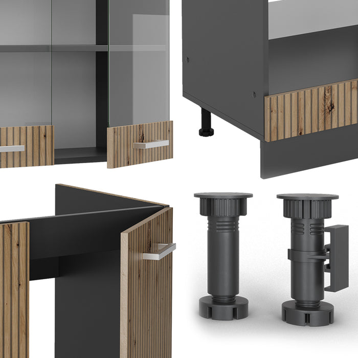 Vicco Cucina angolare completa Rovere artigianale/antracite 227 x 287 cm , PL Antracite