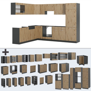 Vicco Cucina angolare completa Rovere artigianale/antracite 227 x 287 cm , PL Antracite