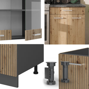 Vicco Cucina componibile Rovere artigianale/antracite 200 cm , PL Rovere