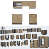 Vicco Cucina componibile Rovere artigianale/antracite 200 cm , PL Rovere